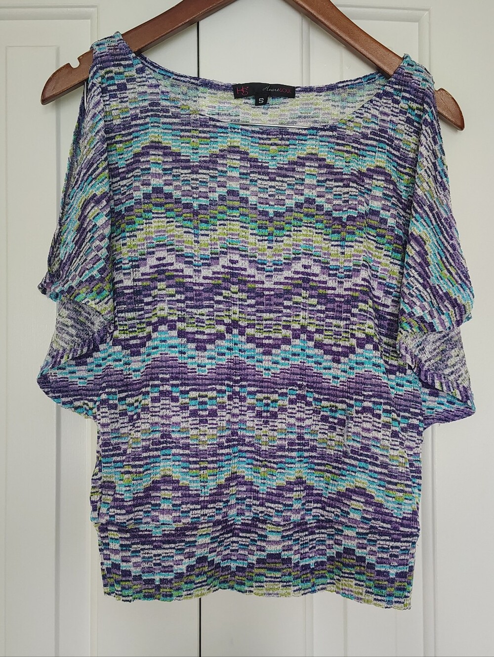 Missoni-esque Knit Chevron Cold Shoulder Blouse